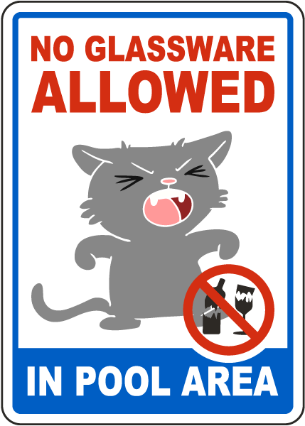 No Glassware Allowed in Pool Area Sign
