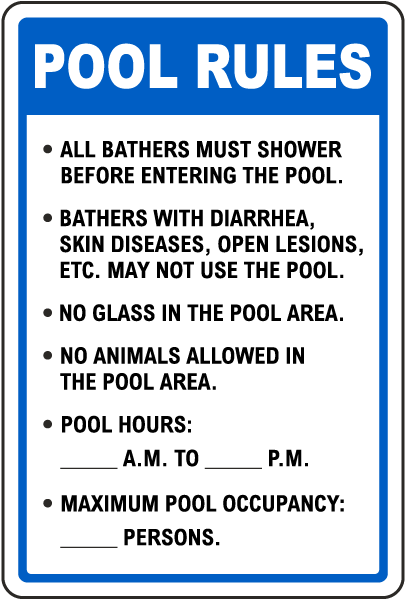 Alabama (Baldwin County) Pool Rules Sign