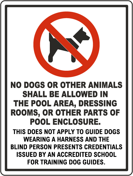 Alabama (Jefferson County) No Animals Allowed Pool Rules Sign