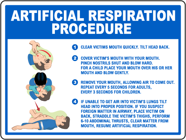 California Artificial Respiration Procedure Sign