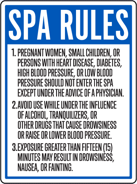 Indiana Spa Rules Sign