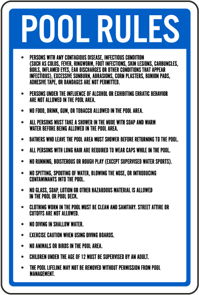 Missouri (Kansas City) Pool Rules Sign