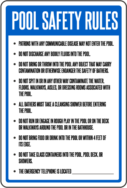 New Hampshire Pool Safety Rules Sign