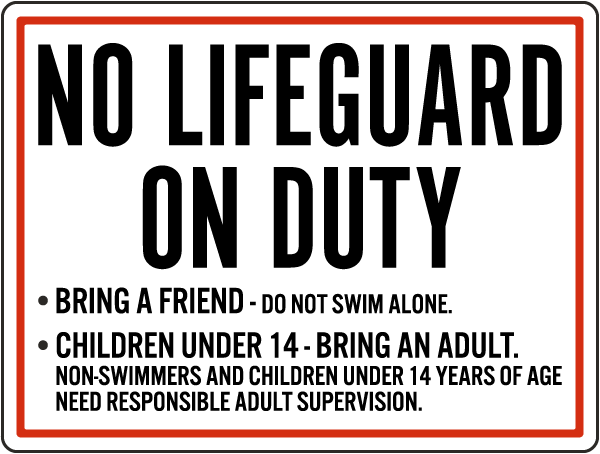 Oregon No Lifeguard on Duty Sign