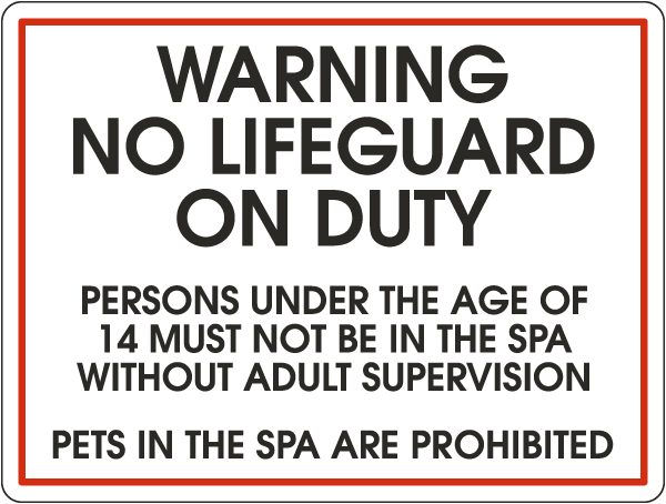 Texas Warning No Lifeguard on Duty Sign