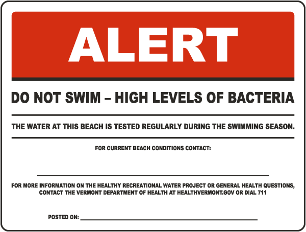 Vermont Do Not Swim Sign