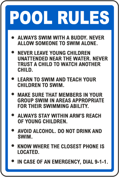 Vermont Pool Rules Sign