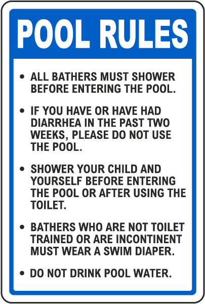 Virginia (Fairfax County) Pool Rules Sign