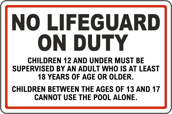 Washington No Lifeguard on Duty Sign