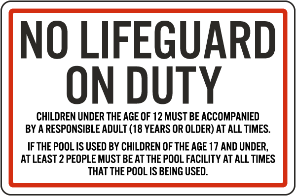 Washington Children Must Be Accompanied by Adult Pool Sign