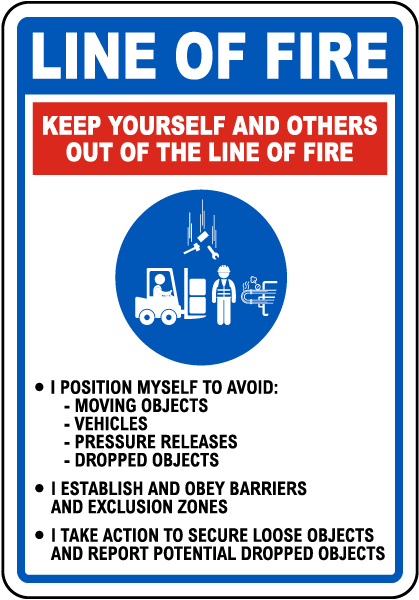 Keep Yourself and Others Out of the Line of Fire Sign