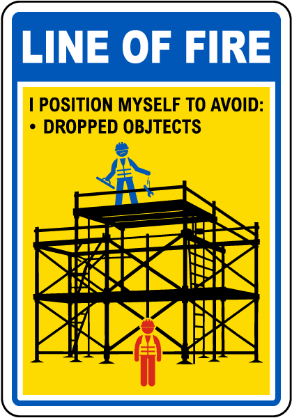 I Position Myself to Avoid Dropped Objects Line of Fire Sign
