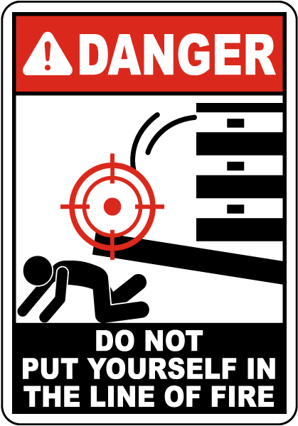 Danger Shifting Objects Line of Fire Sign