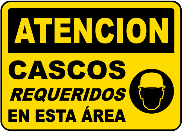 Spanish Caution Hard Hats Required In This Area Sign