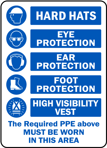 FOOT PROTECTION MUST BE WORN IN THIS AREA VARIOUS SIZES SIGN & STICKER OPTIONS 
