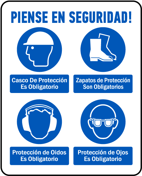 Spanish Think Safety PPE Must Be Worn Sign
