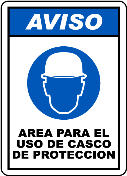 Spanish Notice Hard Hat Area Sign