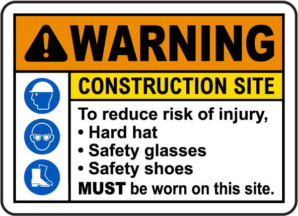 To Reduce Risk of Injury PPE Sign