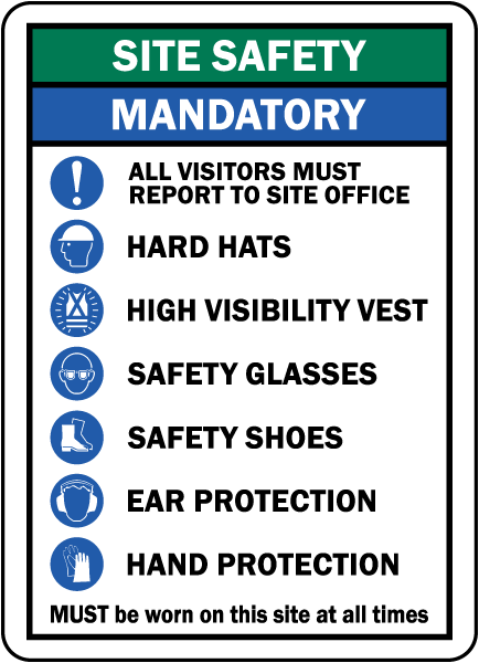 Site Safety Mandatory PPE Sign