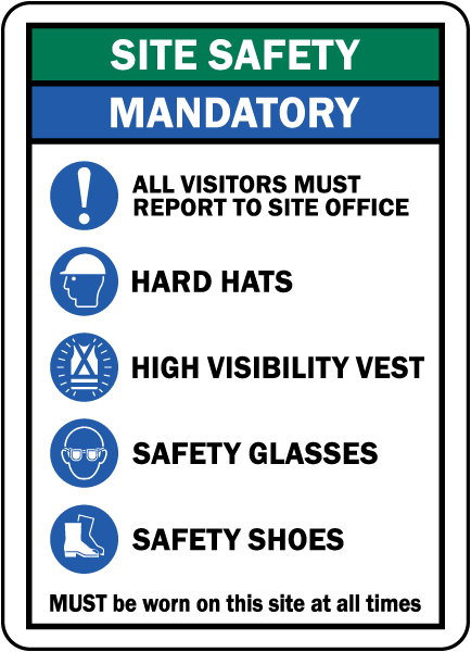 Site Safety Mandatory PPE Sign