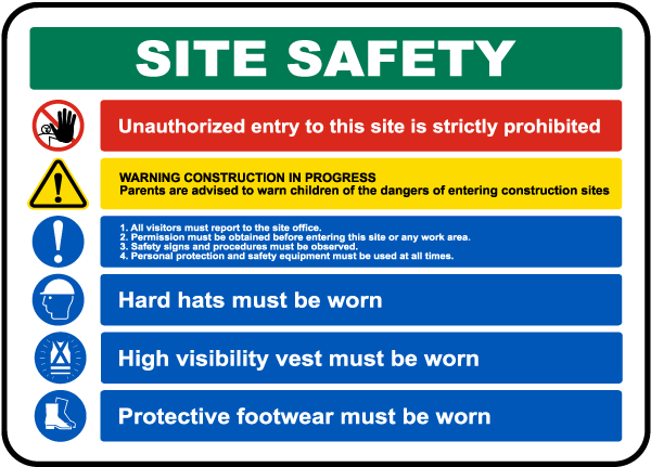 Site Safety Rules & PPE Required Sign
