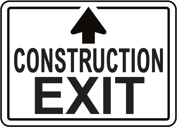 Construction Exit Sign with Up Arrow