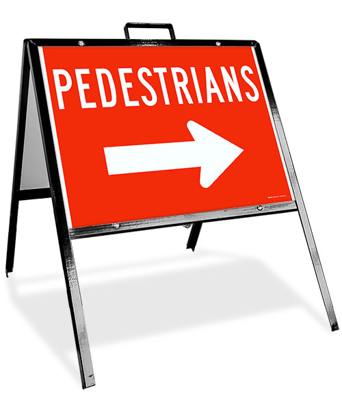 Pedestrians to the Right Sandwich Board Sign