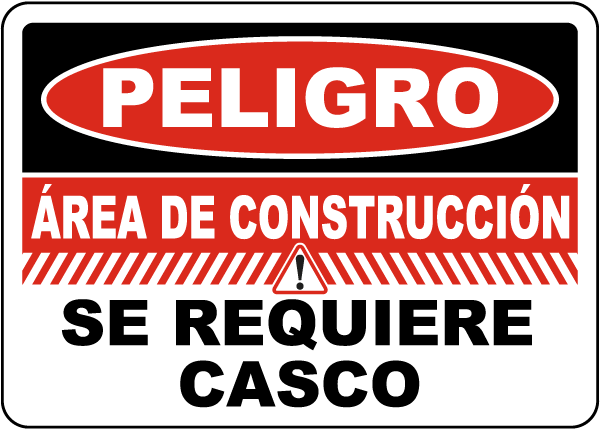 Spanish Construction Area Hard Hats Required Sign