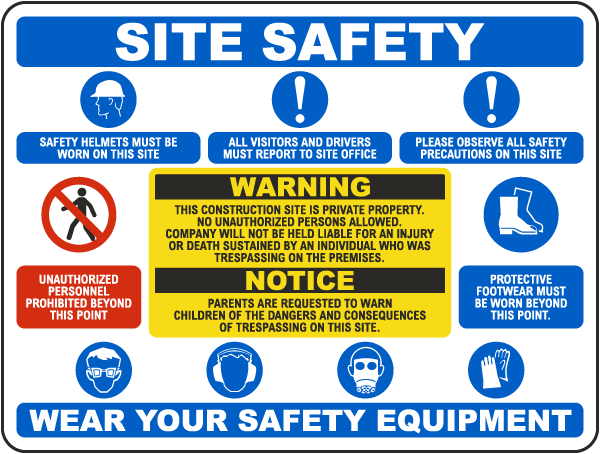 Wear Your Safety Equipment Multi Hazard Large Construction Site Sign