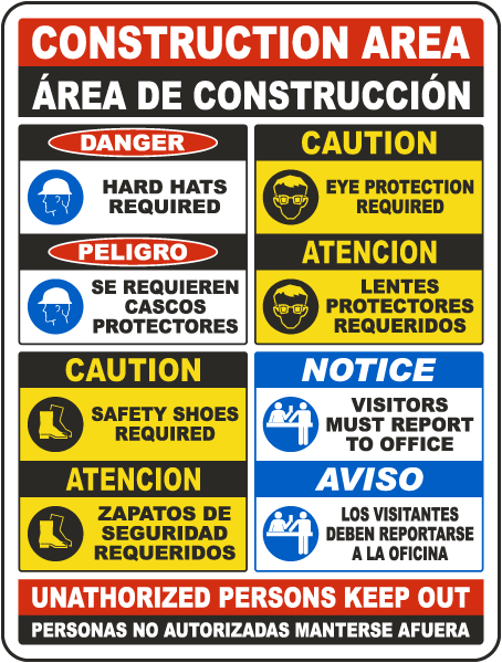 Bilingual Large Construction Area Sign