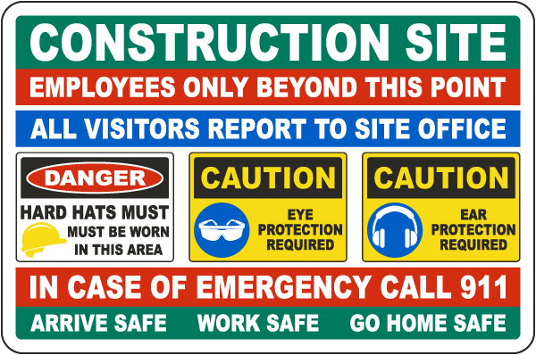 Construction Site Employees Only Large Sign