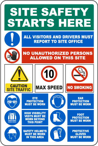 Site Safety Starts Here Max Speed Large Construction Sign