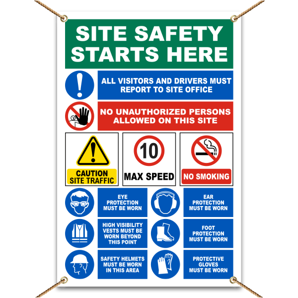 Site Safety Starts Here Max Speed Construction Banner