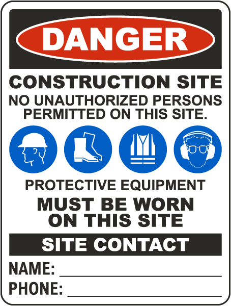 No Unauthorized Persons Large Construction Site Sign