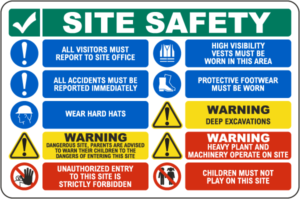 Site Safety Visitors Must Report to Office Large Construction Sign