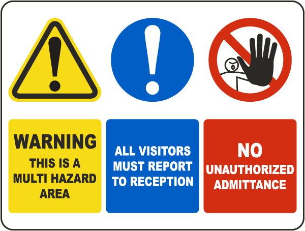 Warning This is Multi Hazard Area Large Construction Site Sign