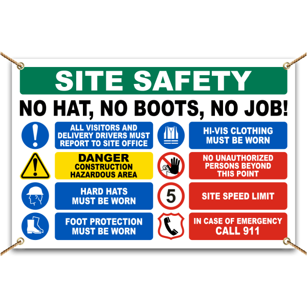 Site Safety No Hat No Job Banner
