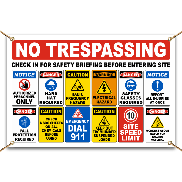 No Trespassing Check in Before Entering Banner