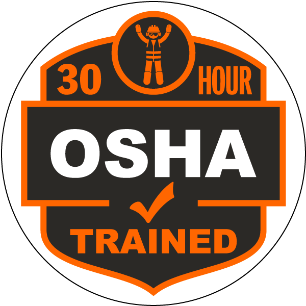 30 Hour Osha Trained Hard Hat Sticker