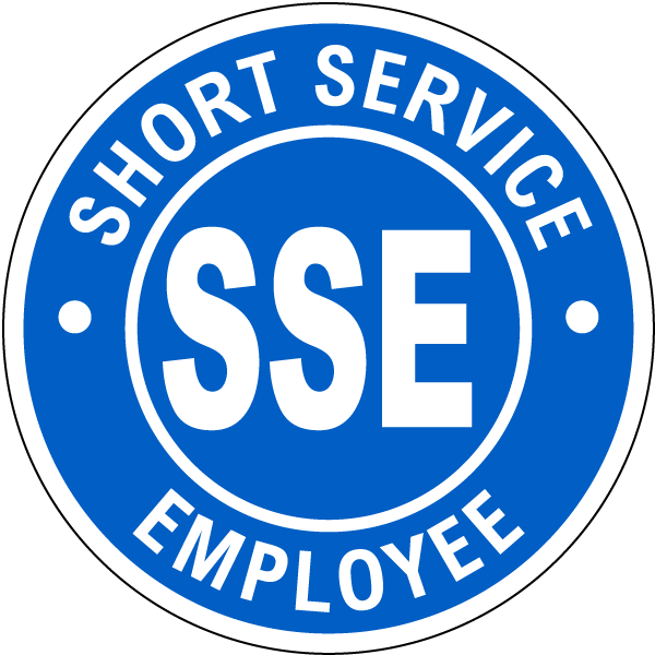 Blue Short Service Employee Hard Hat Sticker