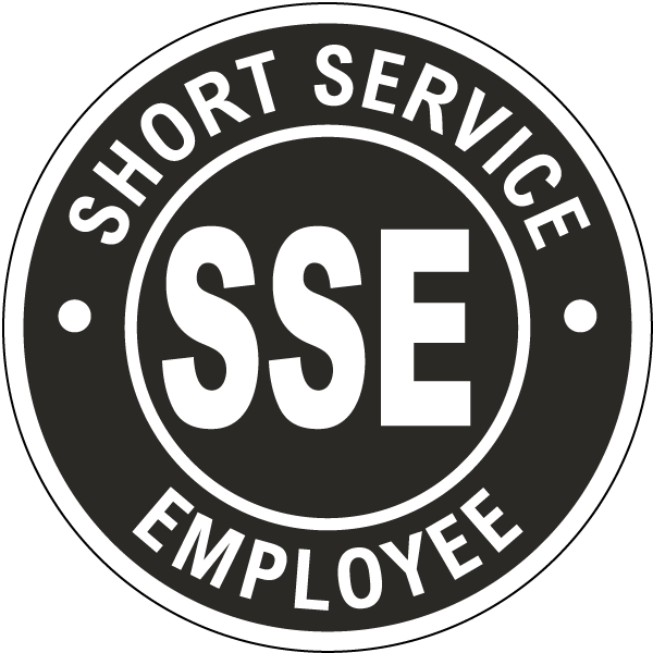 Black Short Service Employee Hard Hat Sticker