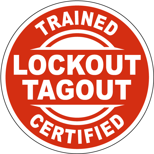 Trained Lockout Tagout Certified Hard Hat Sticker