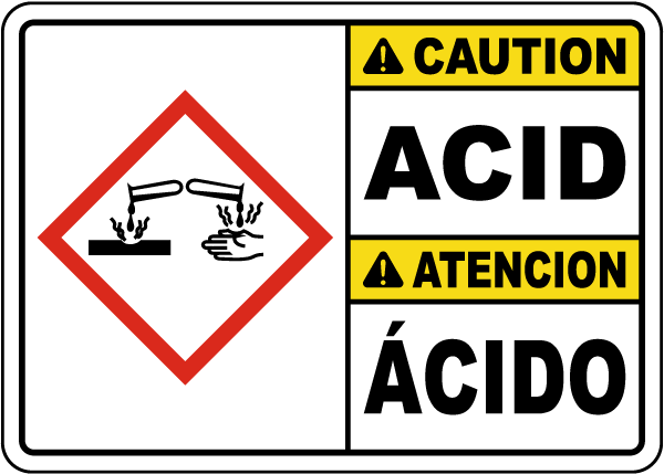 Bilingual Caution Acid Sign