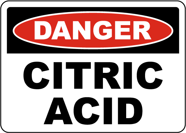 Danger Citric Acid Sign