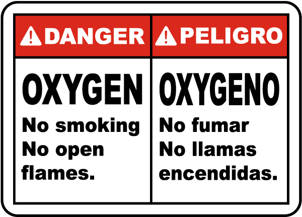 Bilingual Oxygen No Smoking Sign