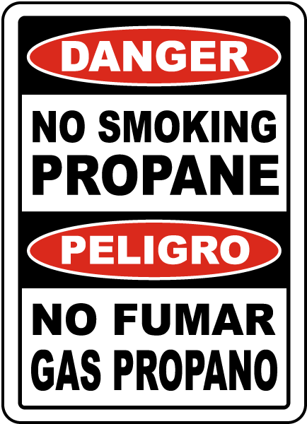 Bilingual No Smoking Propane Sign