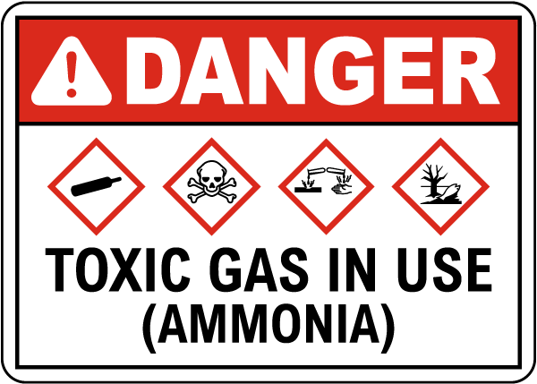 Danger Toxic Gas In Use Ammonia GHS Sign