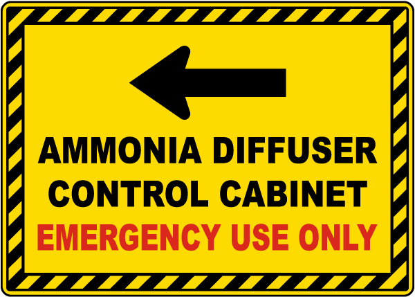 Ammonia Diffuser Control Cabinet Left Arrow Sign