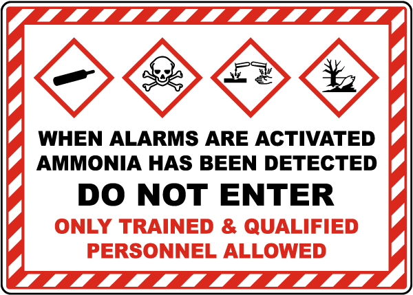 Do Not Enter Ammonia Detected GHS Sign