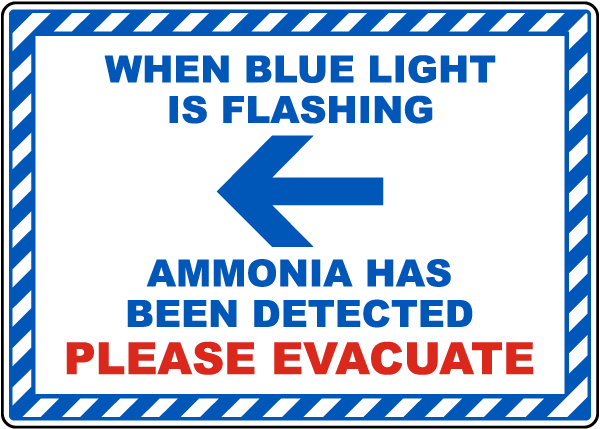 When Blue Light Is Flashing Ammonia Detected Left Arrow Sign